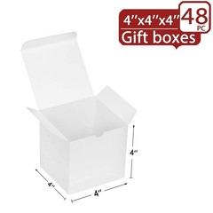 48 PCS White Gift Boxes 4x4x4″ – Decorative Favor Packaging, DIY Craft, Cube, Cu