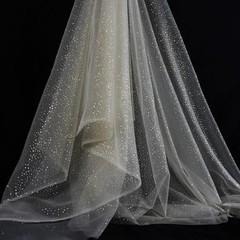 SHAYUAN 60″ x 8 Yards Glitter Tulle Fabric Rolls for Bridal Veil Tutu Champagne