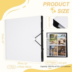 Mini Photo Album, 2.5 x 3.5″ Small Pictures Book Album Hold 200 Pictures, White