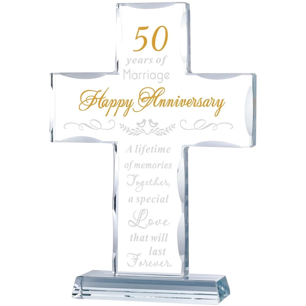 Romantic 50- Anniversary Laser Engraved Cross