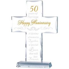 Romantic 50- Anniversary Laser Engraved Cross