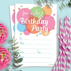 Happy Dot Birthday Party Invitations – Fill In Style (20 Count) With Envelopes