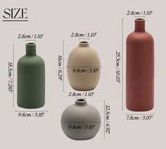 Ceramic Flowers Vase Set of 4, Elegant Multicolor Home Red/Green/Brown