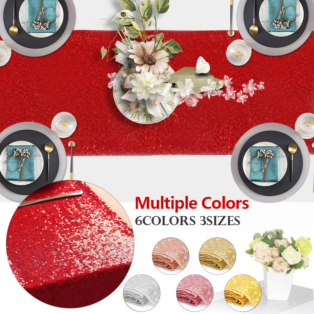 1/5/10/25pc Table Cloth Glitter Sequin Banquet Cover Sparkly Wedding Party Decor