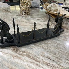 Gothic Gargoyle Egyptian Styled Decanter Centerpiece Stand 25.75” Cast Iron