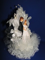 New Elegant Wedding Caketopper with Bride & Groom, decored floral background 106