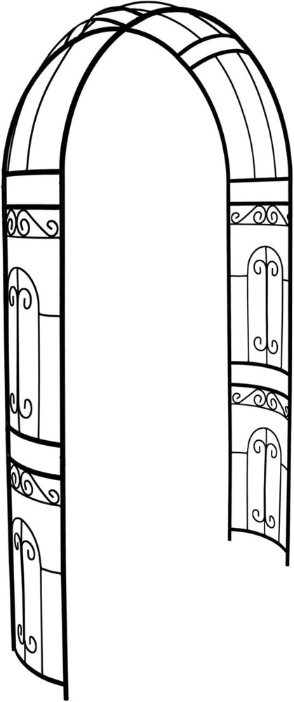 SCENDOR Metal Pergola Arbor, 95.3″ H x 45″ W Garden Wedding Arch Curved Black