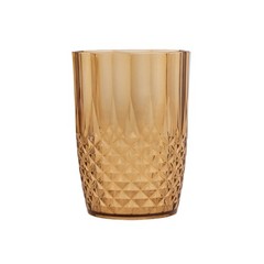 6 AMBER GOLD 16 oz Crystal Cut Plastic DRINKING GLASSES Party Events Home