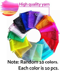 100 Pcs Organza Bags, 4X6Inches, Random 10 Colors, Drawstring Favor Pouches, Per