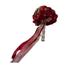 Luxury Red / gold accent Bridal Wedding Bouquet Satin Rose Rhinestone