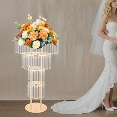 Crystal Flower Stand Round Pedestal Stand Gold Wedding Party Decoration