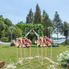 Set of 2 Gold Wedding Flower Stand DIY Tabletop Floral Display Rack Party Decor