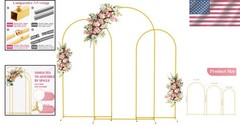 Versatile Gold Arch Backdrop Frame Set – 7.2FT, 6.6FT, & 6FT for All Occasions