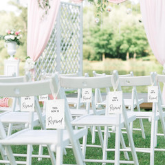 12 Pack Reserved Chair Signs with Ribbon for Wedding Party Restaurant This Row I
