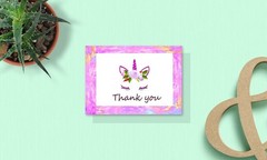 Unicorn Thank You Cards With Envelopes – 4″ x 7″ Inches White Blank Note Card…