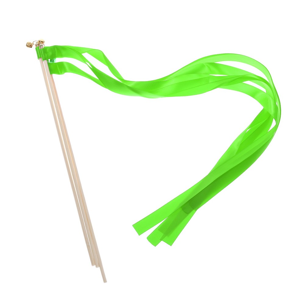 30Pcs Wedding Party Ribbon Streamers Sticks for Party Celebration Shiny Green
