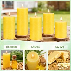 Citronella Candles Outdoor – Set of 6 Pillar 2″ x 4″, Yellow