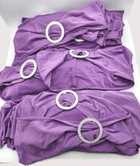 50 Spandex Slider Buckle Chair Bands Covers Silver Bling Wedding Party Purple