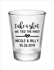 Personalized wedding shot glasses, take a shot we tied the knot, wedding favors
