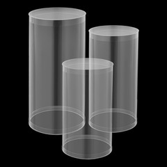 3 Pcs Round Cylinder Pedestal Stand For Wedding Party Display Stand Decor Clear