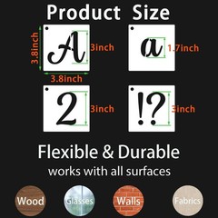 BAMIDELE 3 Inch Alphabet Letter Stencils for Painting, 66 Pcs Reusable Plasti…