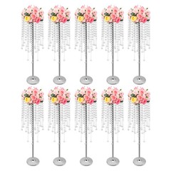 10pcs Crystal Flower Stands 75cm Flower Holder Wedding Table Decor Silver