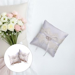 2 Pcs Lace Wedding Ring Pillow Kneeling Bearer Cushion for Party