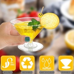 100 Pack Plastic Martini Glasses 5 Oz Mini Dessert Cups – Clear Cocktail Glasses