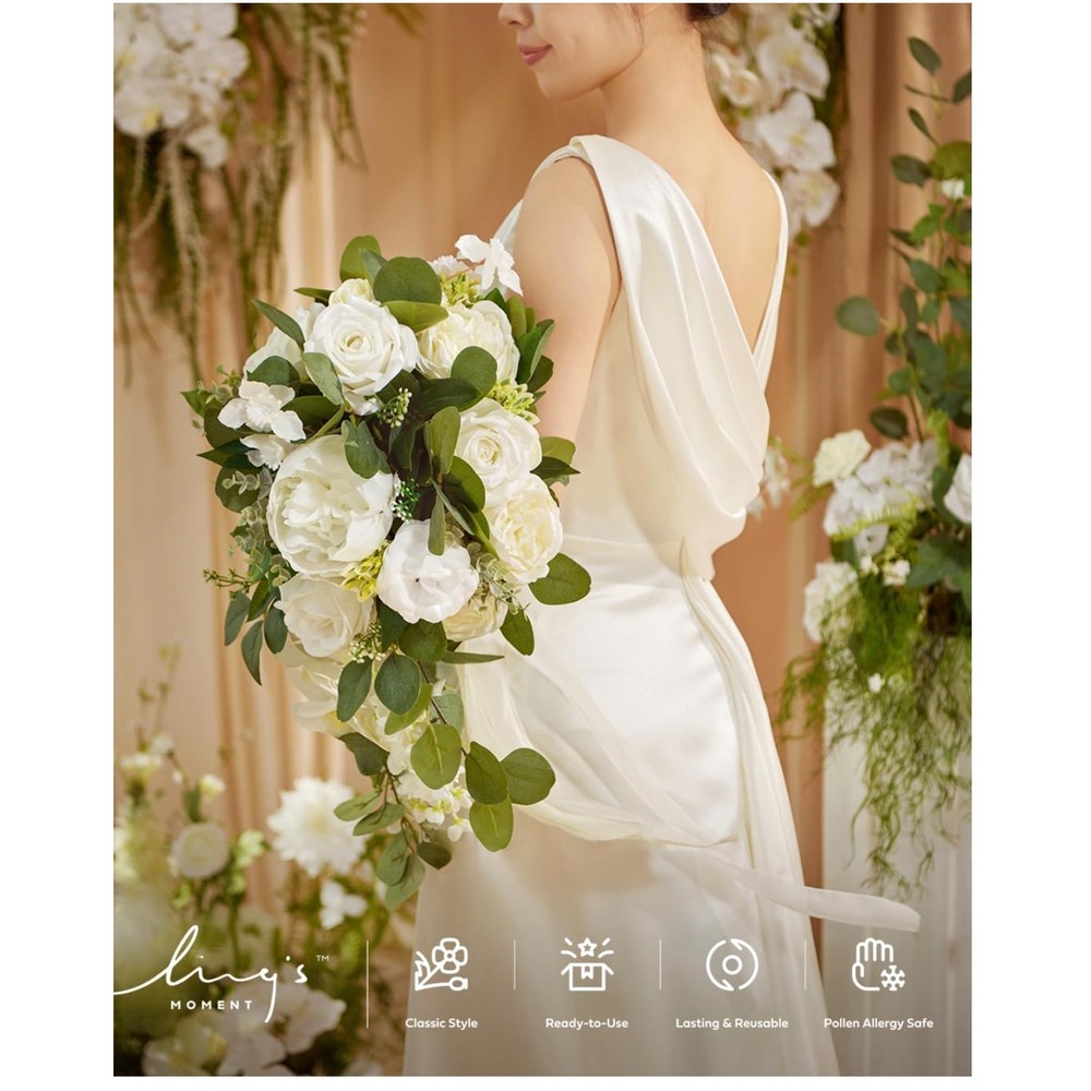 Sophisticated White Cascading Wedding Bouquet
