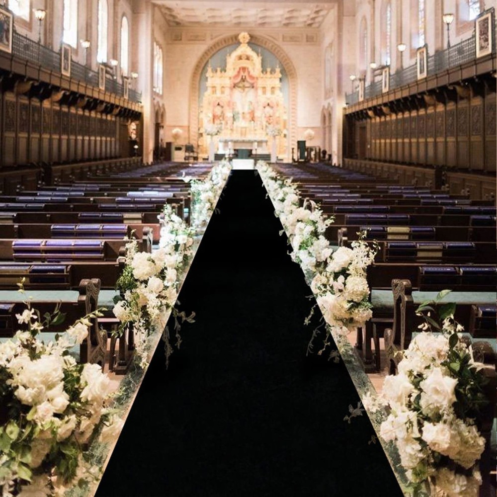 Fanproms Black Aisle Runner 4Ftx15Ft Aisle Runner For Wedding Ceremony Velvet