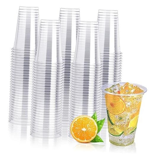 300 Pack 10 oz Clear Plastic Cups, PET Disposable Drinking 300 cups – 10 oz