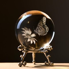 IFOLAINA 3D Butterfly Crystal Ball 60mm Gifts Ideas for 2.36 inches, Clear