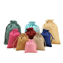 100/200pcs Wedding Hessian Burlap Jute Favor Gift Bags Drawstring Jewelry Pouch
