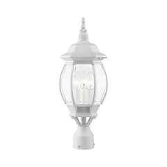 Lighting 7526-13 Post Top Light Fixture, White | Clear Beveled Glass Shades
