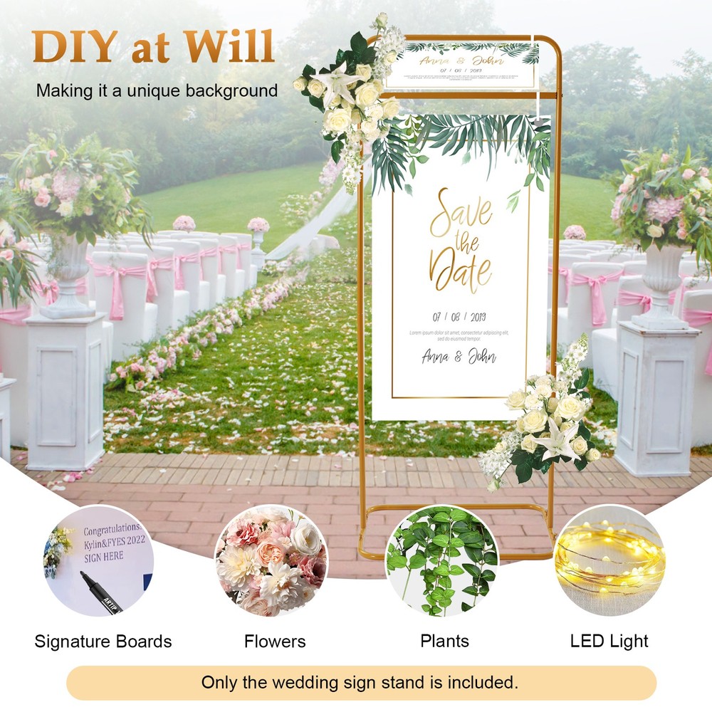 Wedding Sign Stand Gold Large 4.9 Feet Tall Welcome Sign Frame for Reception