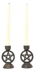 Ebros Set of 2 Wicca Celestial Pentagram Pentacle Stars 4.75″H, Bronze Patina