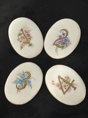 Porcelain Handcrafted Floral Table Markers – Wedding/Party – Set of Four (4)