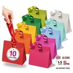 Small Gift Bags with Ribbon Handles Multicolor Small Size / 10 Pack 10 Colors