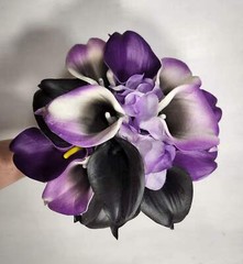 Purple Black White Calla Lily Bridal Wedding Bouquet Accessories