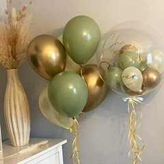Sage Green Gold White Party Balloons, 50Pcs Sage Green and Green White Gold