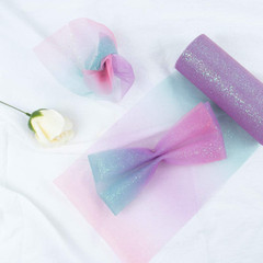 , 2 Pack Rainbow Glitter Tulle Netting Rolls for Table Runner Chair Sash Bow Wed