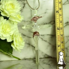 20 Pcs Hangable Crucifix Hand Blown Glass Mexican Art Work Religious Party Favor