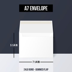 A7 White Invitation Envelopes (5 1/4 x 7 1/4), 24lb Bond/60lb Text, 50 Qty