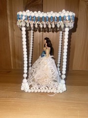 Hand Beaded Vintage Wedding Cake Topper Wilton Bride And Groom White Blue