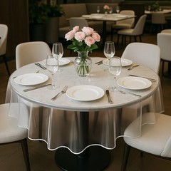 Clear Round Plastic Tablecloth Protector 70 Inch Waterproof Oilproof Stain