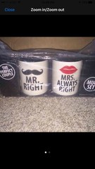 Brand new never used. In box. Mr right and Mrs always right mug set gift set !