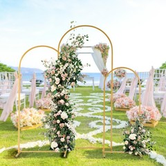 Set of (6FT/5FT/4FT) Metal Arch Backdrop Stand Gold Wedding Arch Stand for Party