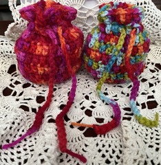 2 Crochet Drawstring Bags Wedding Party Favor Pouch Jewelry Gift Coin Dice Bags