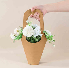 50 Pack Kraft Paper Flower Bouquet Holders – Cardboard Floral Wrap Cones, DIY Bo