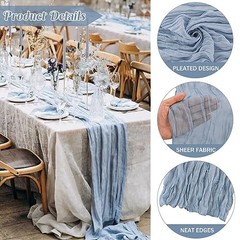 6 Pieces 10FT Cheesecloth Table Runner Boho Gauze 35″ x 120″-6 Pack Dusty Blue